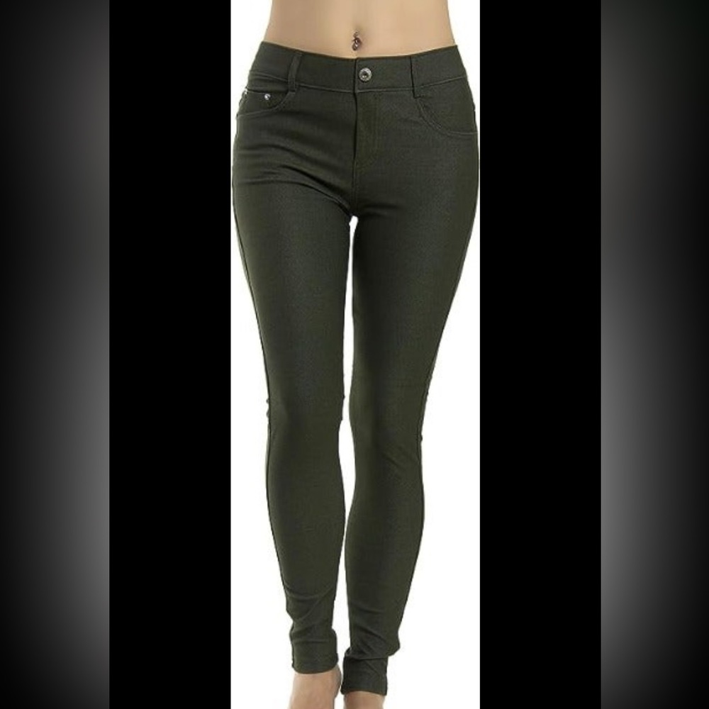 Prolific Health Women's Jean Look Jeggings- Olive Green- Size M